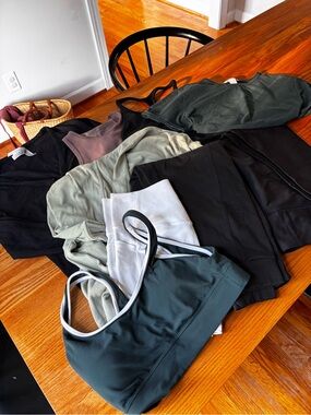 Athleta workout bundle - 1 sports bra, 3 bottoms, 4 tops, 1 pullover sweater